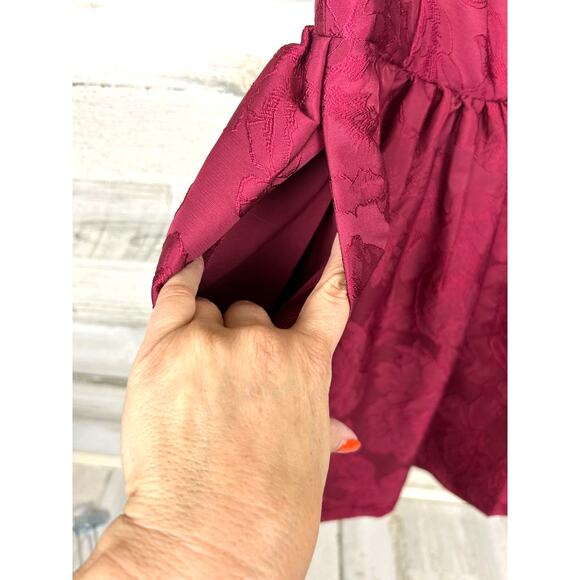 Sachin & Babi womens 10 burgundy Floral Jacquard Fit Flare Formal Mini Dress NWT - Picture 9 of 9
